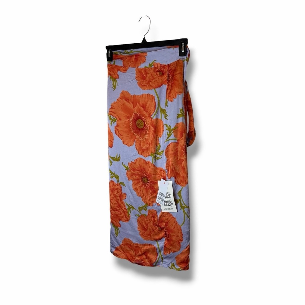 Never Fully Dressed Orange Floral Print True Wrap Midi Skirt Size 20 New